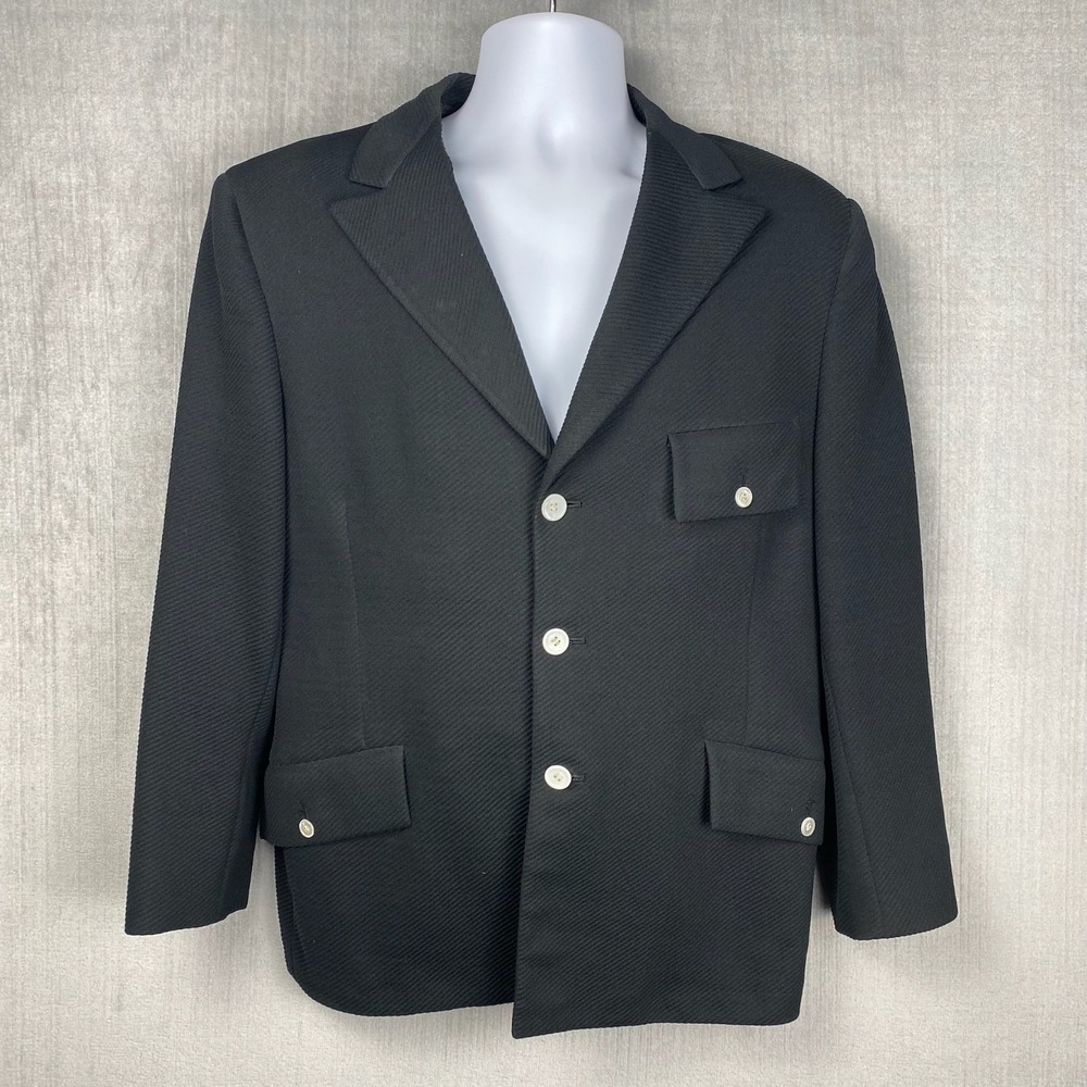 Vtg Bespoke Sport Coat Mens 40R Blazer Black Textured Academia Retro Rockabilly